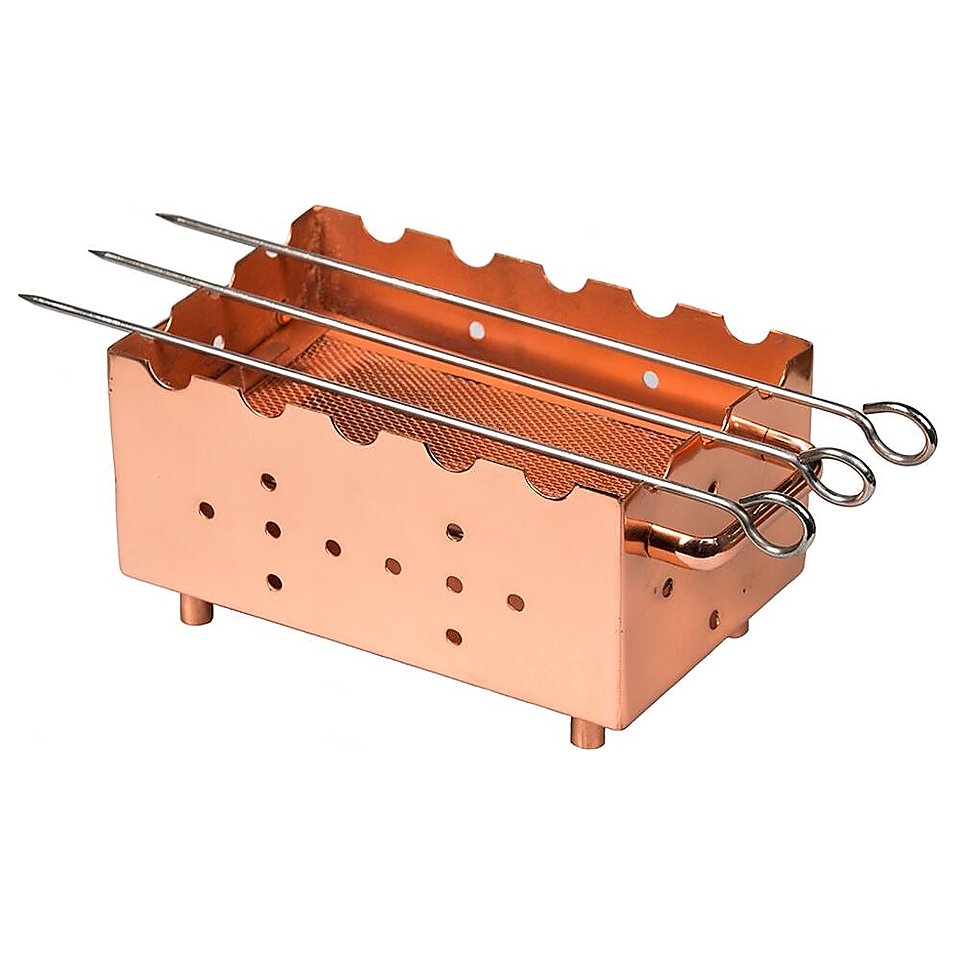 Мангал настольный угольный P.L. Proff Cuisine SG-89136 20,5х12,5х10,5 см с медным покрытием, 3 шампура