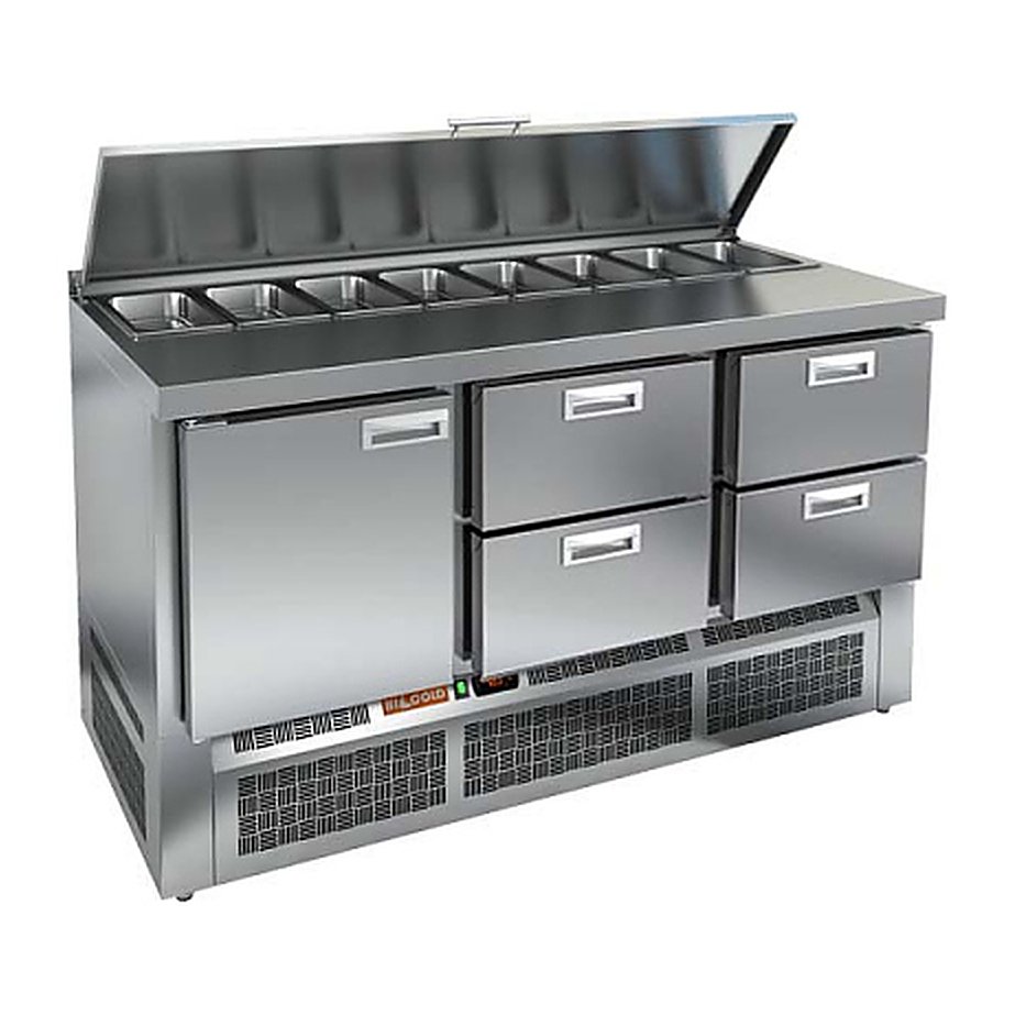 Стол для салатов HICOLD SLE1-122GN (1/3) с крышкой