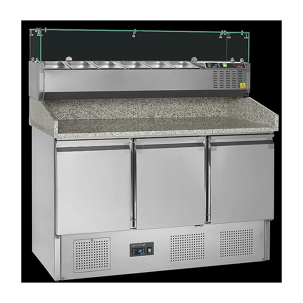 Стол для пиццы TEFCOLD PT1365+GVC33-140 400 л 1365х700х1459 мм (вкл. блок для гастроемкостей), фото 2