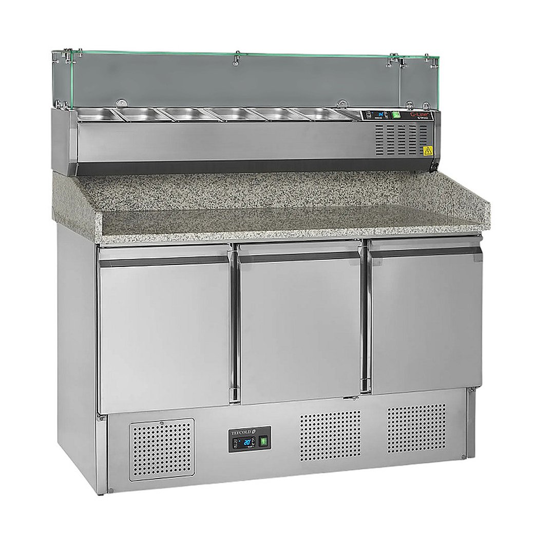 Стол для пиццы TEFCOLD PT1365+GVC33-140 400 л 1365х700х1459 мм (вкл. блок для гастроемкостей)