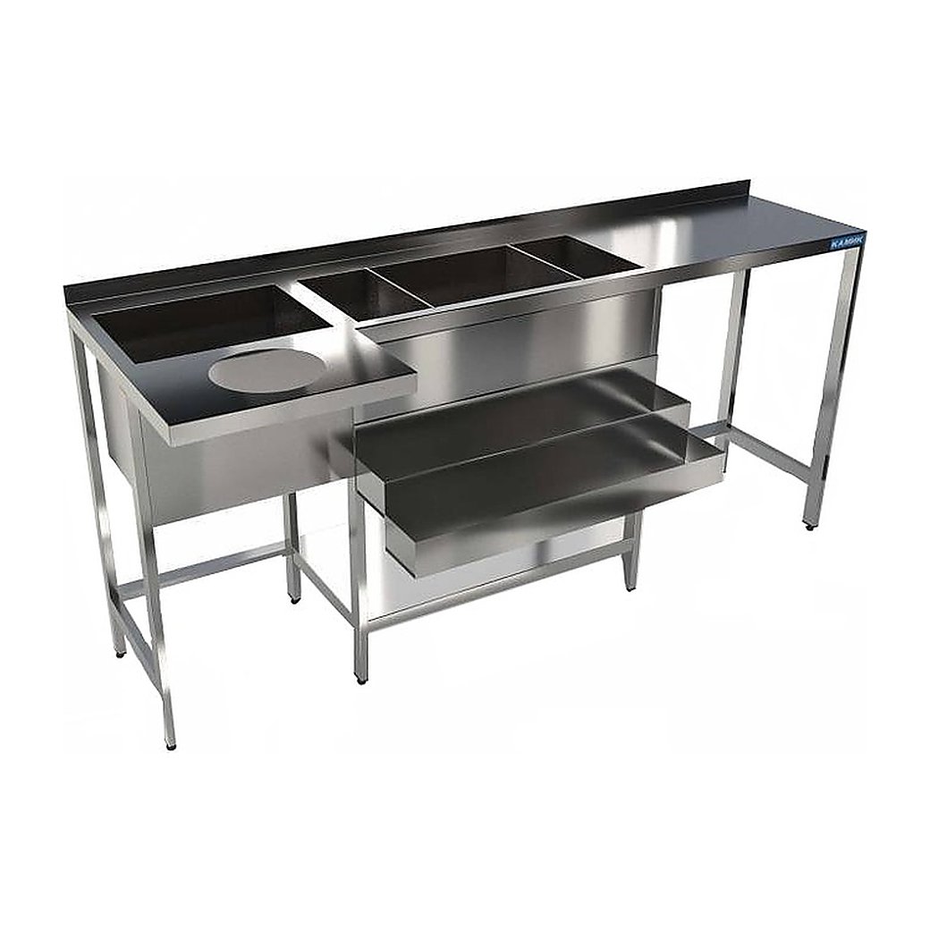 Барная станция КАМИК 1800х400(600)х850 мм, 2 рейла