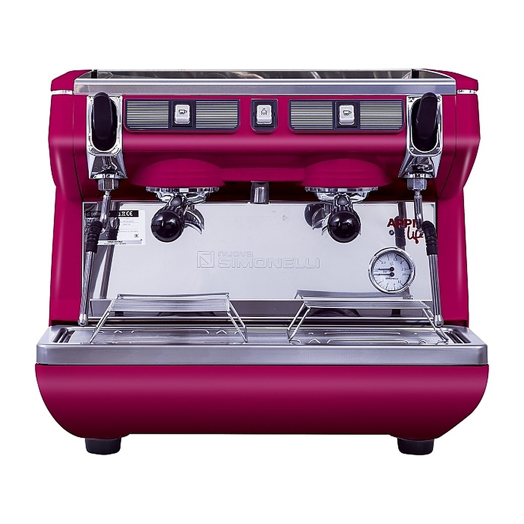 Кофемашина Nuova Simonelli Appia Life Compact 2 Gr S красная, высокие группы, экономайзер, полуавтомат, фото 2